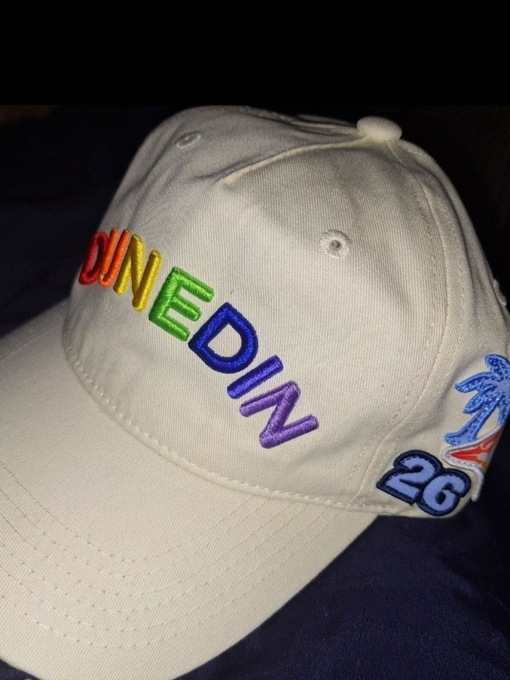 DUNEDIN BlueJaysRainbow Embroidered Beige Baseball Cap